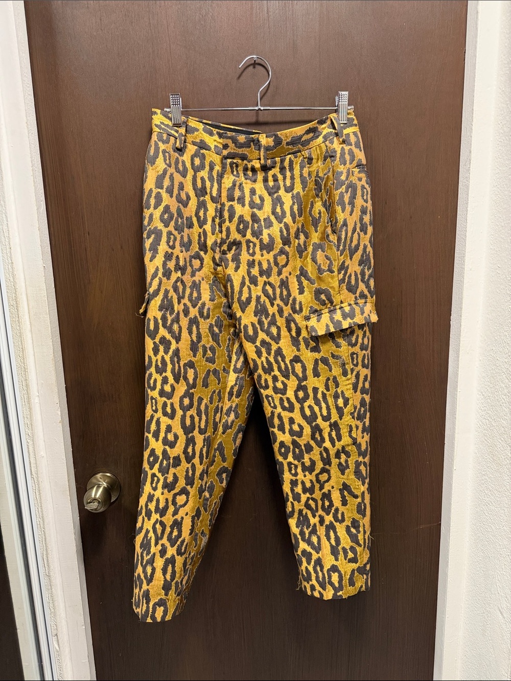 ASOS Leopard Print shinyCargo Pants - Yellow & Black